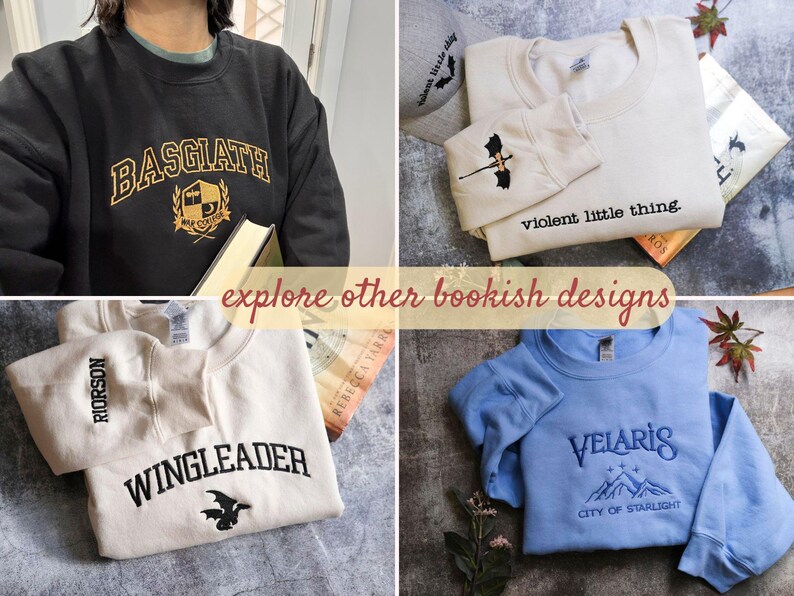 Sudadera bordada de Riorson, Xaddy, camiseta de Xaddy, camiseta de Xaden Riorson, suéter de lectura de Fourth Wing, regalo para amantes de los libros, camiseta de libros imagen 7