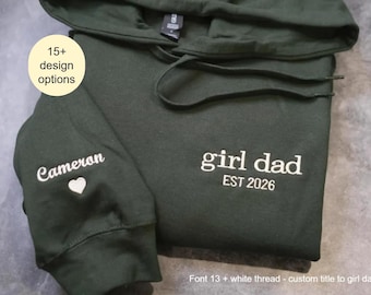 Camiseta Comfort Colors® para papá, sudadera minimalista bordada con la palabra "Dad EST", regalo personalizado para el Día del Padre para padrastro o hijastra, más de 15 opciones de diseño.
