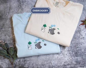 Forest Spirits and Flowers Embroidered Shirt – Whimsical  Cozy Cottagecore Anime Aesthetic Comfort Colors®