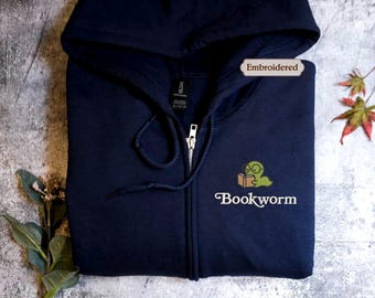 Bookworm Embroidered Jacket, sweatshirt, hoodie, gift for Book Lovers Cute Bookish outfit