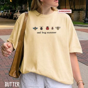 Embroidered Bug Summer Shirt, Sad bug inspired summer Sweatshirt, Hoodie,  Comfort Colors and Gildan