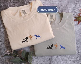 Comfort Colors Tiny Dragons Embroidered Fourth Wing Embroidered BookTok Bookish Gifts Dragon Basgiath War College Crewneck