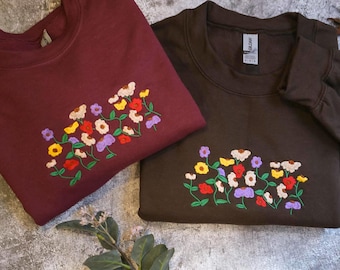 Embroidered Vintage Flowers Sweatshirt, Piano Flowers embroidered, Wildflowers Embroidered surprise songs piano Gift for Her,Eras gift shirt
