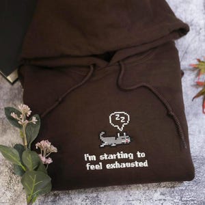I'm Starting To Feel Exhausted shirt Stardew Valley,Embroidered Sleepy Cat chicken Pixel Art, Gamer Gift, For Him or Her, Pelican Town, Cozy