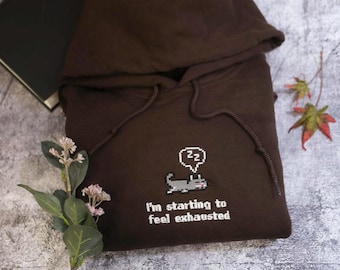 I'm Starting To Feel Exhausted shirt Stardew Valley,Embroidered Sleepy Cat chicken Pixel Art, Gamer Gift, For Him or Her, Pelican Town, Cozy