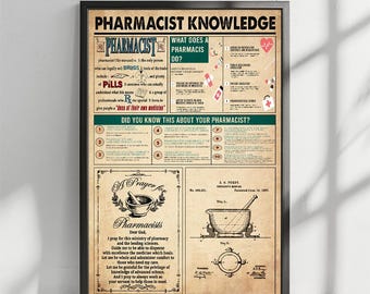 Vintage Pharmacist Poster, Medical Pharmacist Gift, Graduation gift for Pharmacist | New Job Gift | Pharmacist Gift | Medical Wall art|