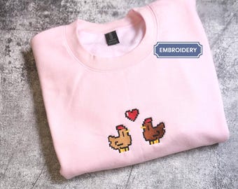 EMBROIDERED Stardew Valley Chicken Sweatshirt, Perfect Gift for Gamers, Stand out with Gaming-inspired Fashion, Handcrafted Gaming Apparel