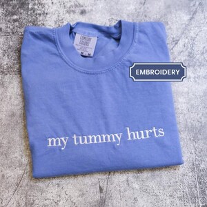 My Tummy Hurts Embroidered Sweatshirt Funny Crewneck Chronic Illness Sweatshirt Custom Embroidered Shirt Gift for Her