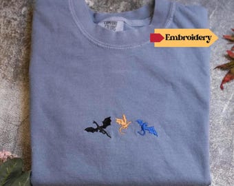 Comfort Colors Tiny Dragons Embroidered Fourth Wing Embroidered BookTok Bookish Gifts Dragon Basgiath War College Crewneck