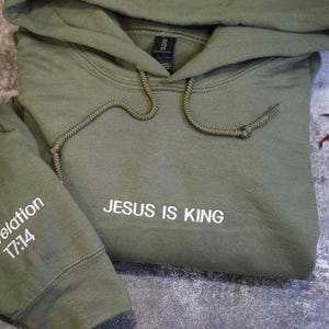 Custom Christian Shirts, Custom Embroidered Christian Sweatshirts, Embroidered Jesus Is King Hoodie, Christian Shirts, Christian Gifts