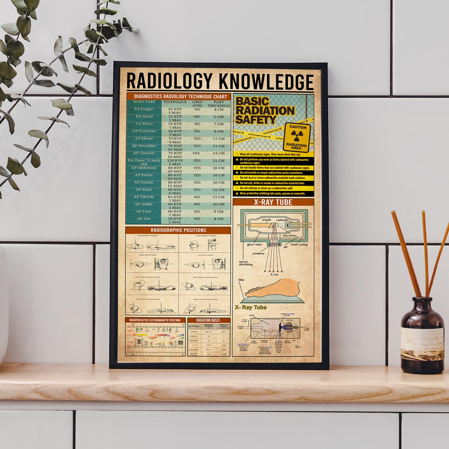 Radiology Knowledge Poster Diagnostic Radiology Technique Chart ...