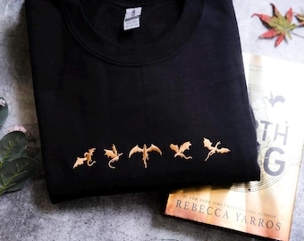 Embroidered Tiny dragons sweatshirt, Fourth Wing embroidered sweatshirt, booktok, bookish gifts, dragon, basgiath war college crewneck