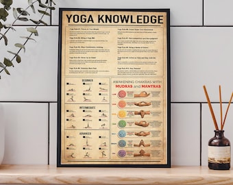 Yoga Knowledge Vintage poster, Yoga rules, Yoga guide for beginner, Meditation Poster, Meditation Art, Chakra Wall Hanging, Yoga Room Decor