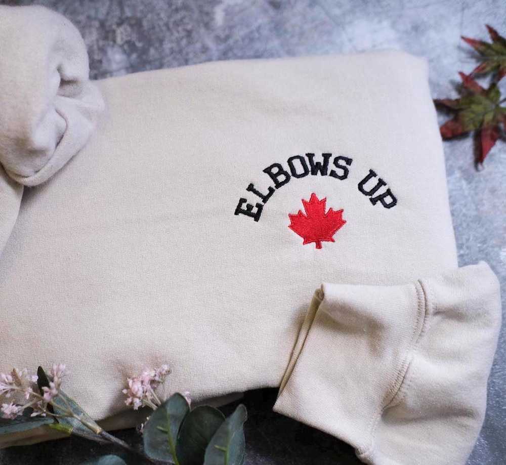 Embroidered Canada Elbows Up, Canadian Pride Shirt,Made In Canada, Support Canada, Proud Canadian Flag Apparel, Embroidered Patriotic Canada