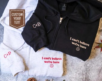 Custom text Embroidered Sweatshirts with sleeve, Hoodies, Unisex Shirts Custom Embroidery Custom Gift, Custom clothing