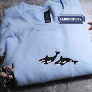 Gesticktes Orcas Sweatshirt, Gesticktes Schwertwale Sweatshirt, Orcas Shirt, Orca Wal Shirts, Ozean Shirts, Fisch Shirts, Marine Shirts