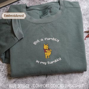 Embroidered Mama bear got a Rumbly In my Tumbly, Winnie The Pooh Mommy Pregnant Tee, New Mom Gift for Mothers Day