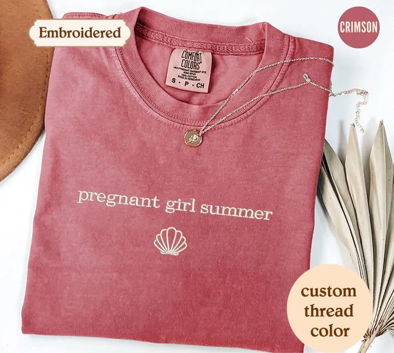 a t - shirt with the words pregnant girl summer printed on it
