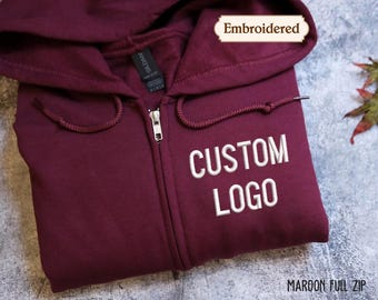Custom Zip Up Hoodie, Custom Logo Hoodie, Custom Embroidered Hoodie, Team Logo Zip Up Hoodie, Personalized Hoodie, Your Text Hoodie