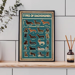 Dackel-Arten Digitaldruck, Dackel Poster, Dackel Kunstdruck, Dackel Wand-Dekor, Dackel Kunst, Dackel Wandbehang