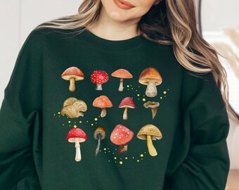 Sudadera Cottagecore, Setas, Hongos, Forestcore, Goblincore, Estética Botánica, Camisa amante de la naturaleza, Fairycore, Magia, Fairygrunge