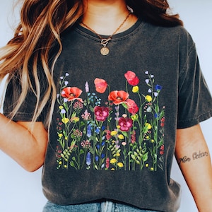 Vintage Wildflowers, Cottagecore, Goblincore shirt, Boho wildflowers shirt, Botanical Aesthetic,  Forestcore, Garden Lover, Green Witch