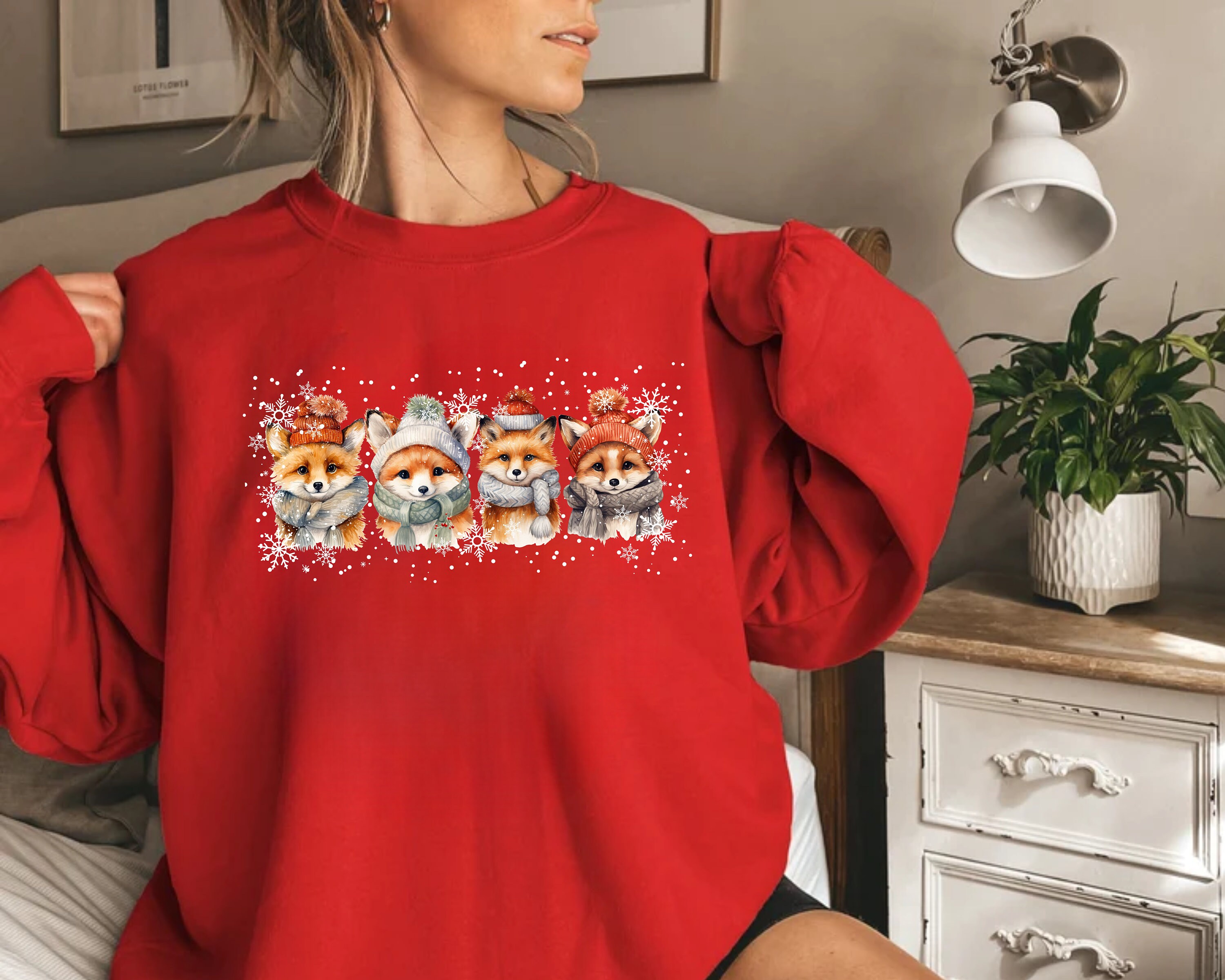 Fox Winter Sweatshirt,cute Fox Sweater,woodland Sweatshirt,forestcore