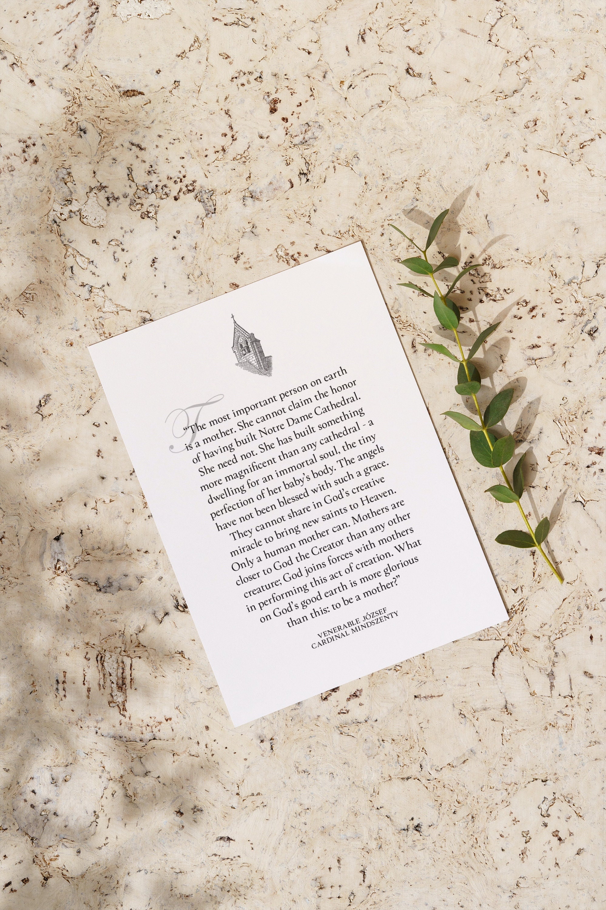 Printable Mothers Card and Quote Prayer Card Cardinal Mindszenty Mother ...