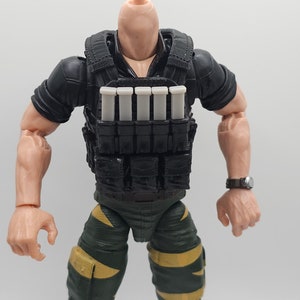 Custom 3d Printed G.I. Joe Classified Cobra Beachead V1 Vestv with 5 removeable magazines Flexible Vest 1:12 6 Scale. image 2