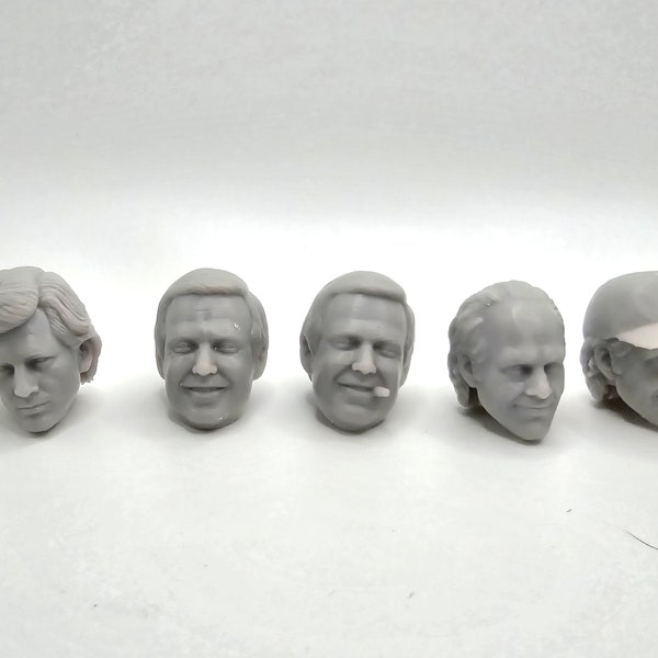 Custom 3d Printed 25th Anniversary Legends Compatible Classic ATeam Heads Hannibal Face b.a. barscus Murdock   1/18 Scale.