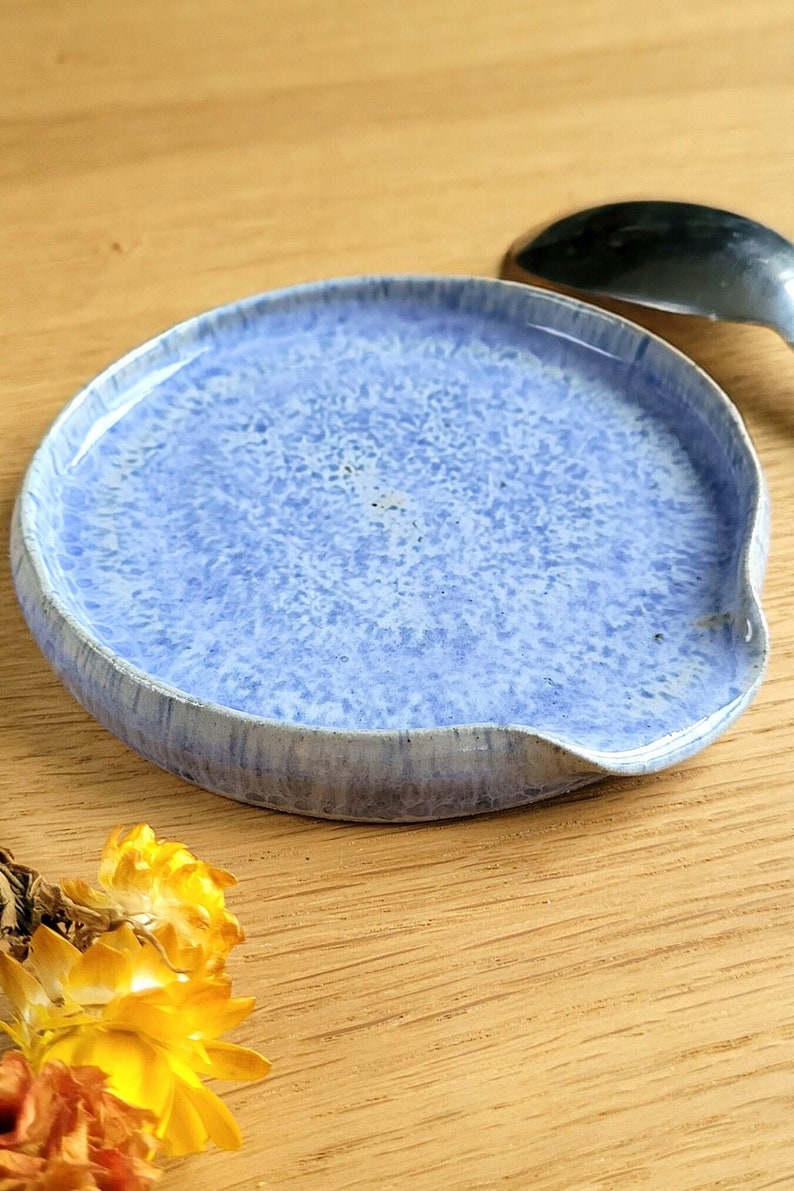 Repose-cuillère Bleu moucheté