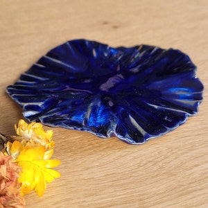 Coupelle fleur en céramique Bleu foncé