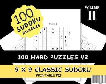 Hard Sudoku Puzzles: 100 Printable 9x9 Grids (PDF Download)