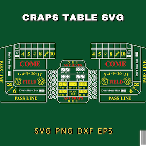 Layout SVG del tavolo dei dadi / Giochi da tavolo del casinò / Layout completo del tappetino del tavolo dei dadi / svg, png, eps, dxf / Stampabile / Download digitale