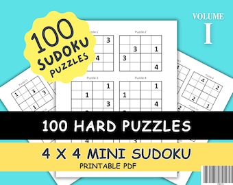 Hard Mini Sudoku Puzzles: 100 Printable 4x4 Grids (PDF)