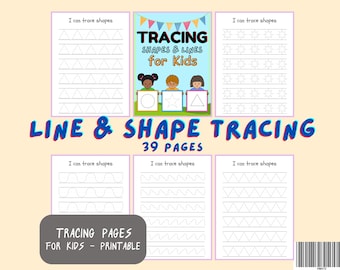 Line & Shape Tracing Book: Kids Beginner Worksheet (PDF Pattern)