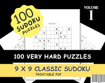 100 Very Hard Sudoku Puzzles: 9x9 Grid (PDF Printable)
