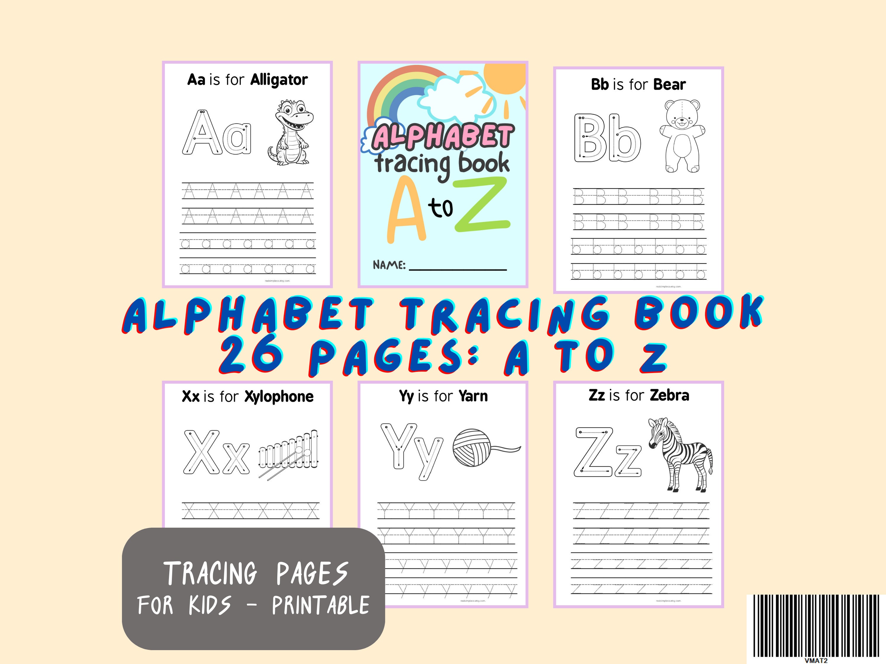 Alphabet Tracing Book for Kids, Toddlers, Preschoolers, Kindergarten | A to Z Trace Along Worksheet | Autism Child Friendly | Printable PDF