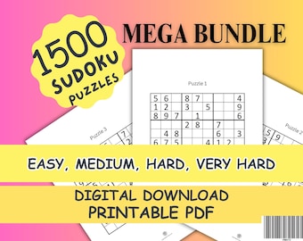 1500 Sudoku Puzzles MEGA Bundle: Easy to Very Hard (Printable PDF)