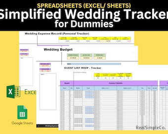 Wedding Tracker Spreadsheet: Budget, Checklist, Guest RSVP (MS Excel, Google Sheets)