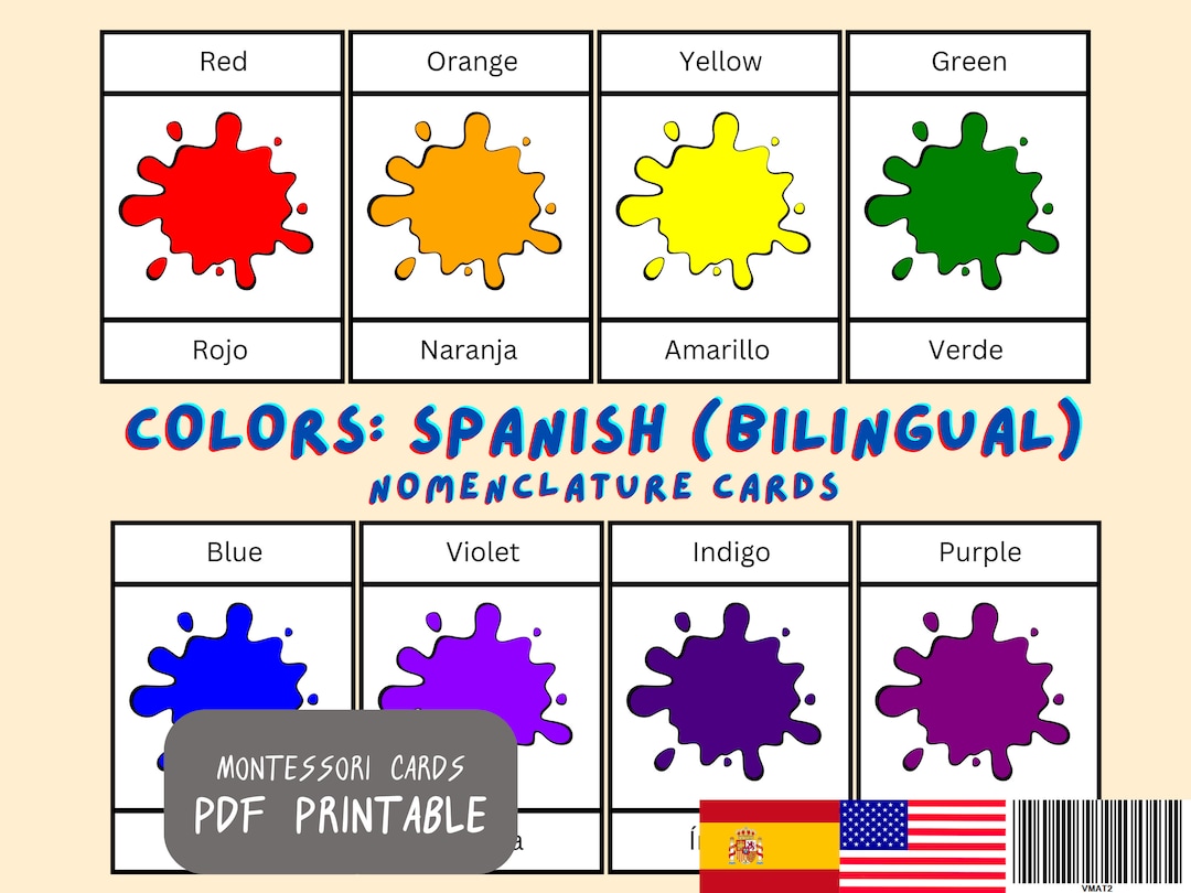 Colors Flash Cards in Spanish & English Bilingual Beginner 20