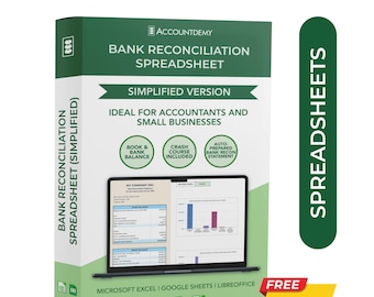BANK RECONCILIATION (Single-period) Accounting Spreadsheet For Small Business Microsoft Excel Google Sheets LibreOffice Bookkeeping Template