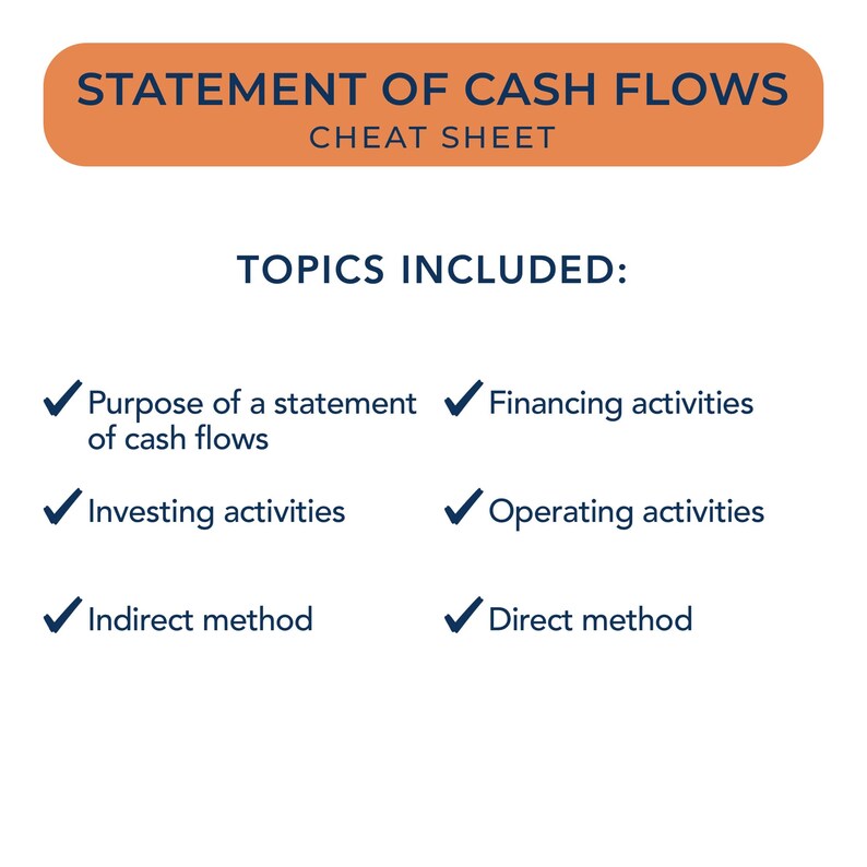 Accounting cheat sheet statement of cash flows accounting study guide