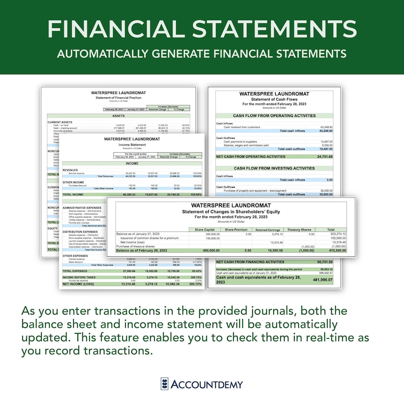 Accounting Spreadsheet Corporation Service Business Small Business Double Entry Bookkeeping Template Google Sheets Microsoft Excel Accounting Books Financial Statements Revenue Expense Tracker Accountant Accountdemy