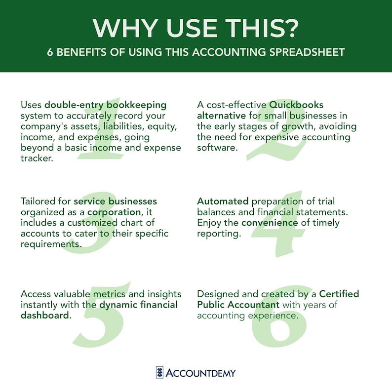 Accounting Spreadsheet for CORPORATIONS Service Business Small Business