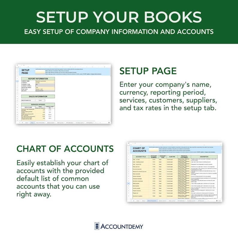 Accounting Spreadsheet Corporation Service Business Small Business Double Entry Bookkeeping Template Google Sheets Microsoft Excel Accounting Books Financial Statements Revenue Expense Tracker Accountant Accountdemy