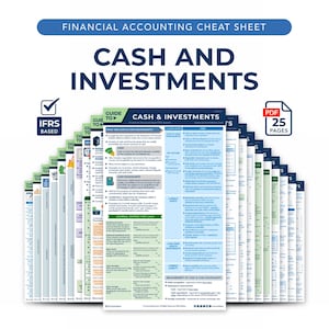 Może przedstawiać: Stos arkuszy kalkulacyjnych z rachunkowości finansowej z tytułem "CASH AND INVESTMENTS". Arkusze są oznaczone jako "IFRS BASED" i "GUIDE TO". Plik PDF ma 25 stron.