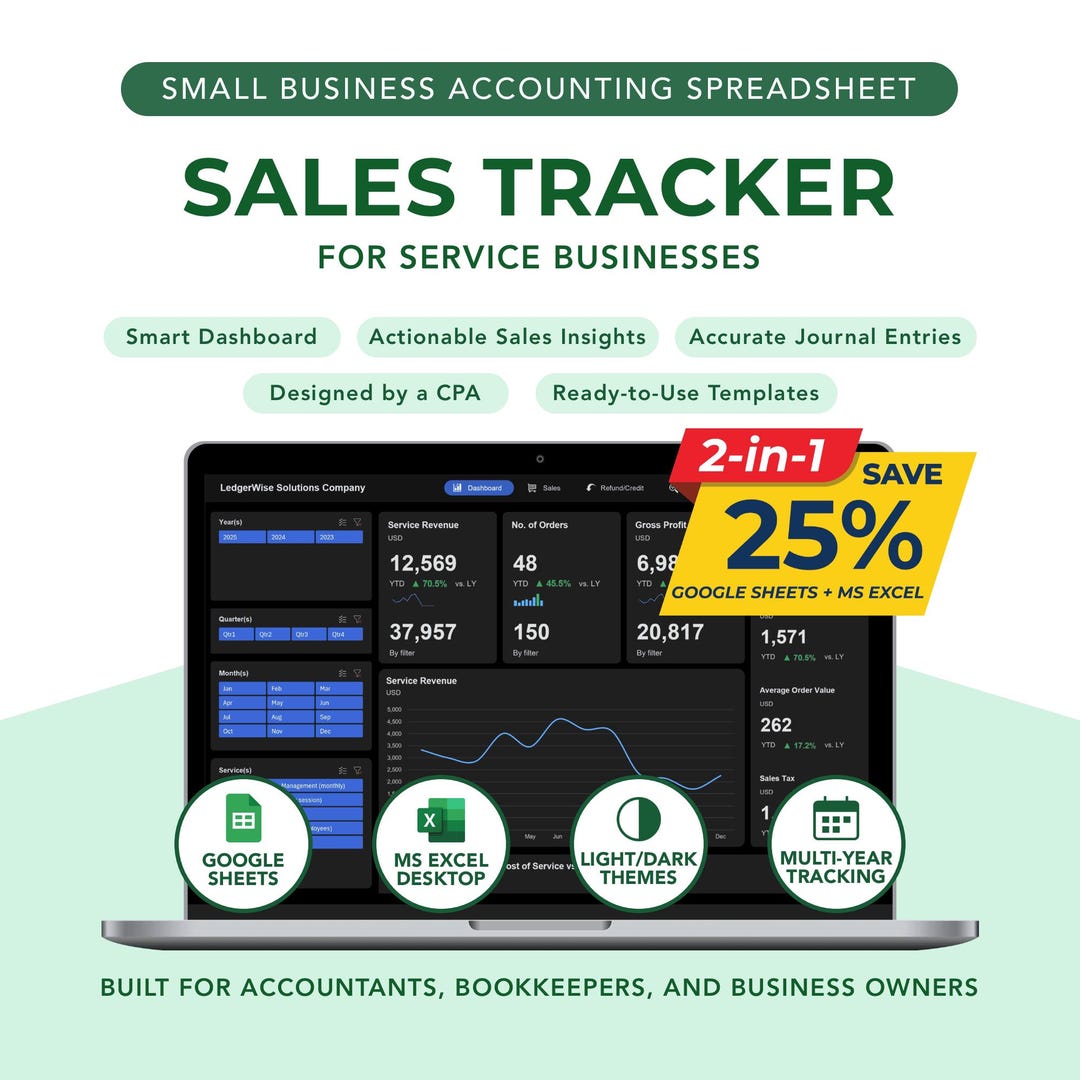Small Business Sales Tracker: Google Sheets and Excel Bookkeeping ...