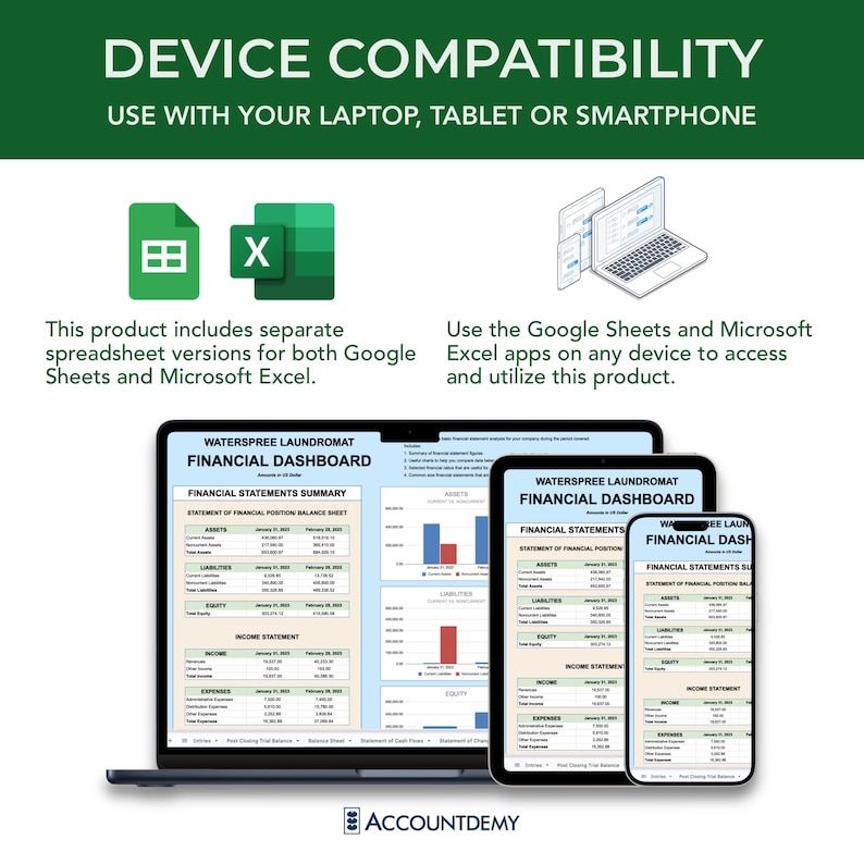 Accounting Spreadsheet Corporation Service Business Small Business Double Entry Bookkeeping Template Google Sheets Microsoft Excel Accounting Books Financial Statements Revenue Expense Tracker Accountant Accountdemy