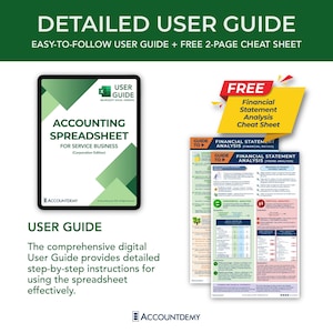 Accounting Spreadsheet Corporation Service Business Small Business Double Entry Bookkeeping Template Google Sheets Microsoft Excel Accounting Books Financial Statements Revenue Expense Tracker Accountant Accountdemy